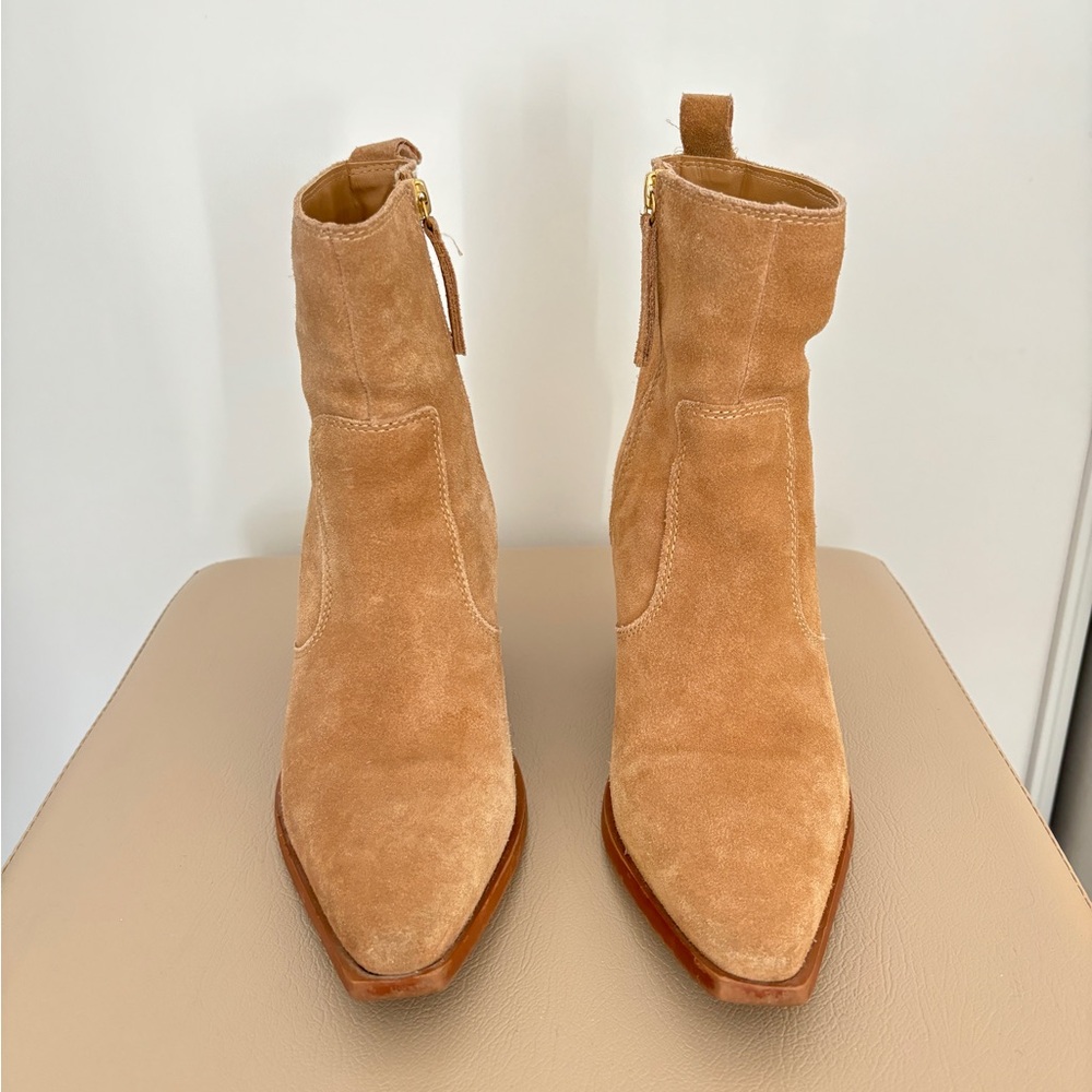 Mango Camel Suede Heeled Boots - Picture 3 of 6
